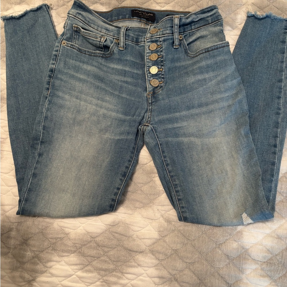 Lucky Brand Medium Blue Skinny Jeans with Button Fly